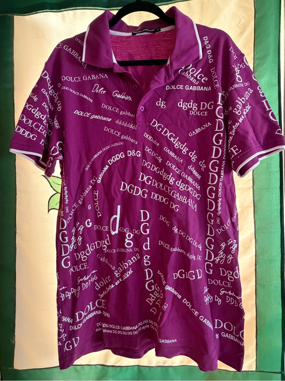 Dolce & Gabbana Purple All-Over Logo Polo Shirt